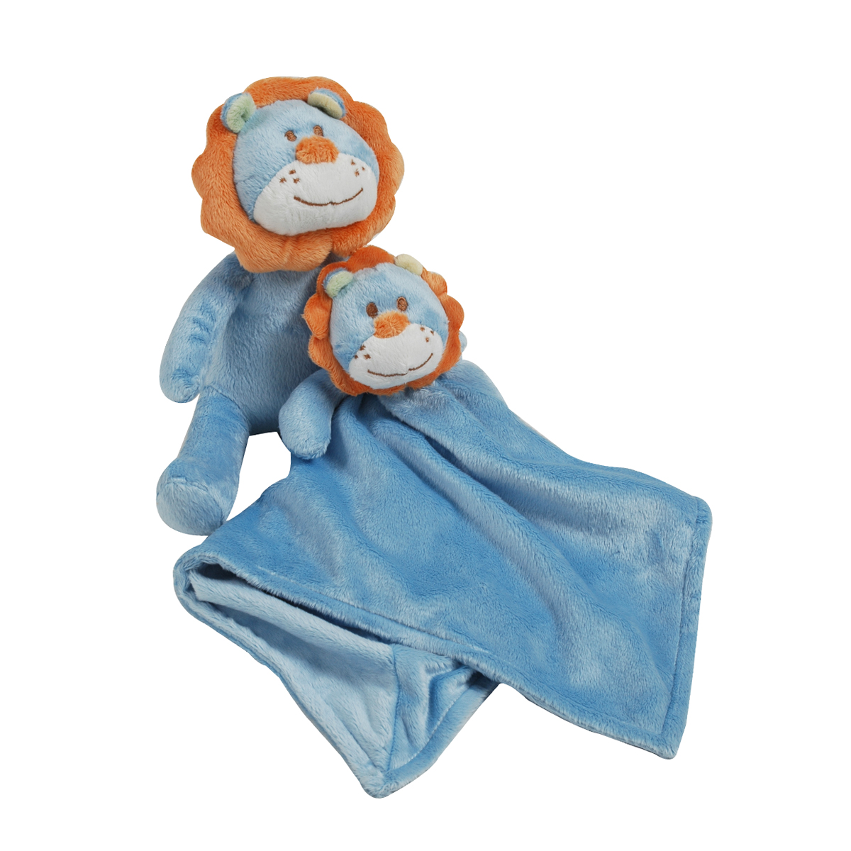 Peluche et doudou en fleece pour bébé King Bear Lion - Bleu
