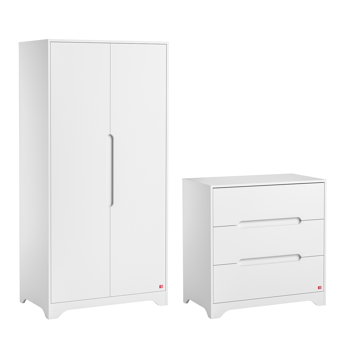 Commode 3 tiroirs et armoire 2 portes Vox Ova - Blanc