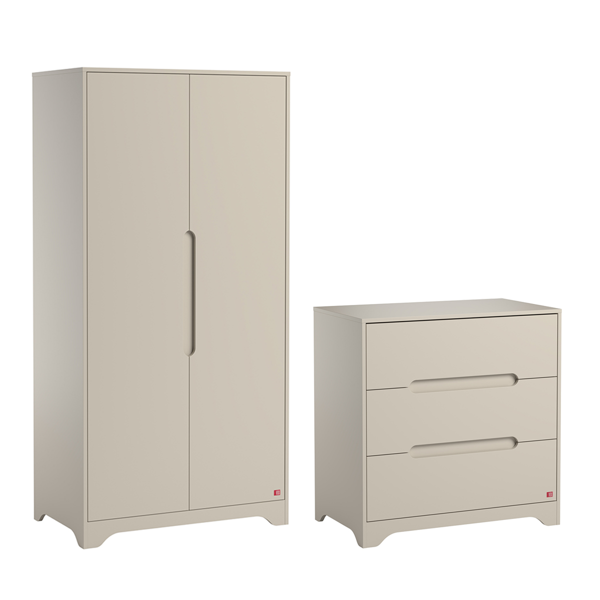 Commode 3 tiroirs et armoire 2 portes Vox Ova - Beige