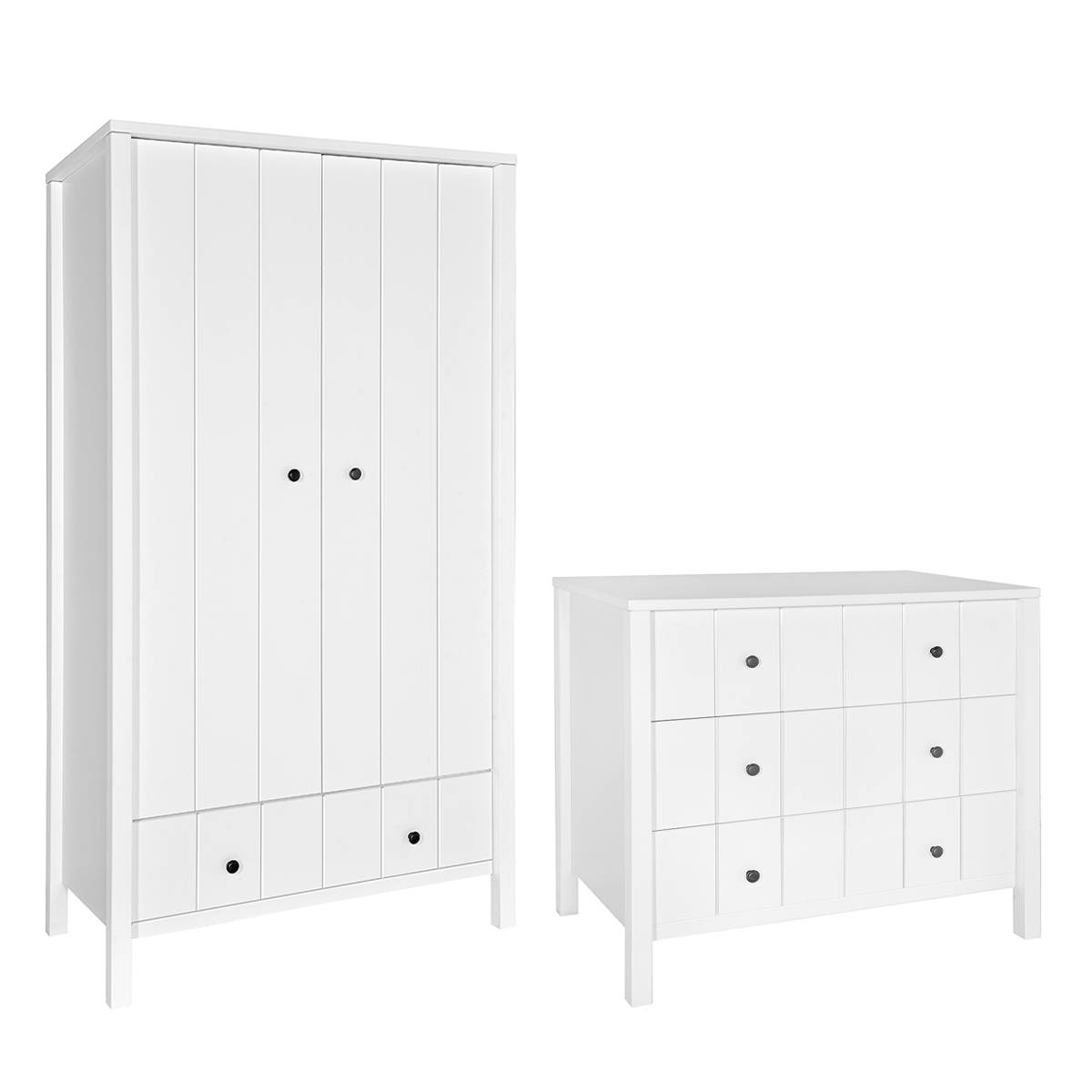 Commode 3 tiroirs et armoire 2 portes Novelies Allpin - Blanc