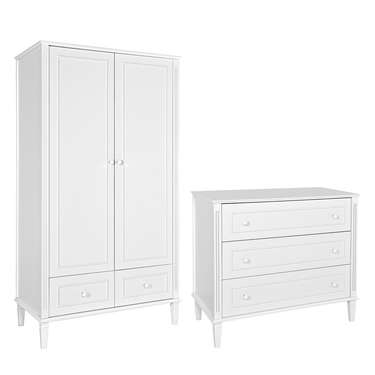 Commode 3 tiroirs et armoire 2 portes Novelies Bianka - Blanc