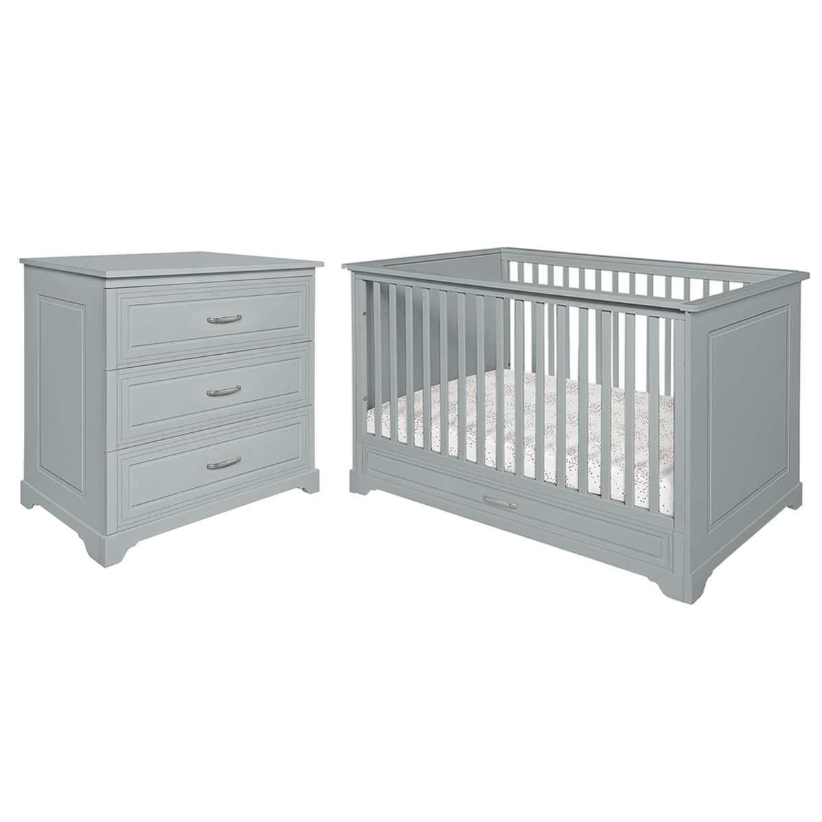 Lit évolutif 70x140 et commode 3 tiroirs Novelies Melody - Gris