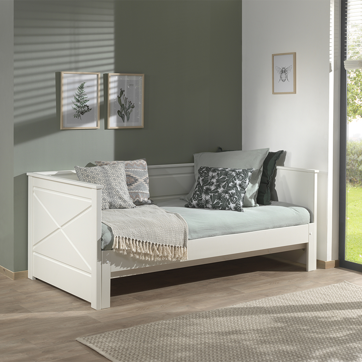 Lit capitaine 90x200 sommier inclus Vipack Scott - Blanc
