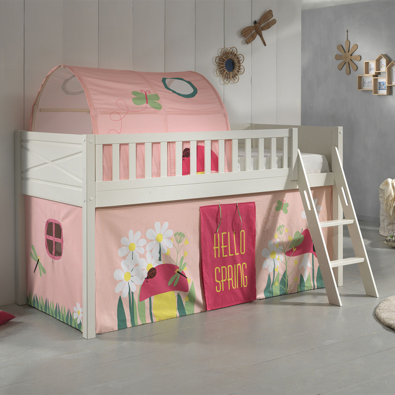 Lit mi-hauteur 90x200 sommier inclus et housse Spring Vipack Scott - Blanc