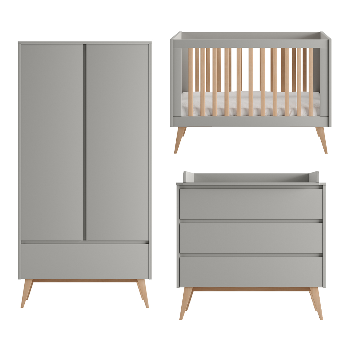 Chambre bébé complète Mia : lit 60x120, commode, armoire, Sauthon de Sauthon