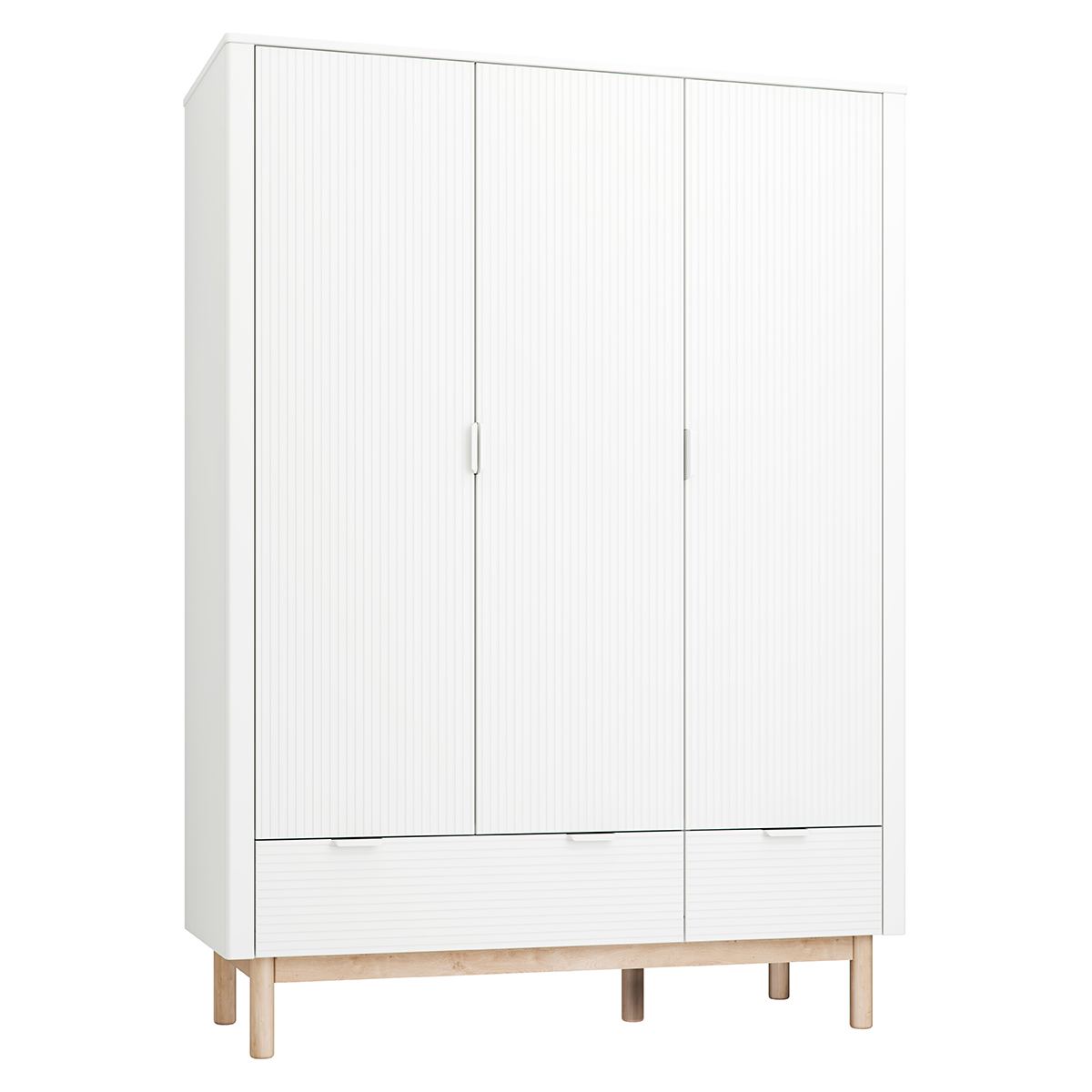 Armoire 3 portes 2 tiroirs Pinio Miloo - Blanc