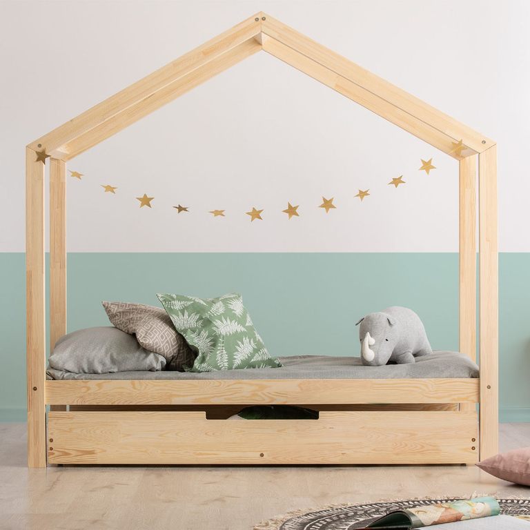 Lit cabane enfant avec tiroir en bois 90x190 - LT14006