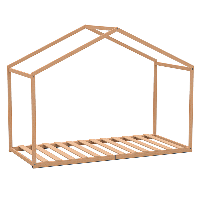 Lit Cabane 90x190 Barrière De Lit Amovible Et Sommier Inclus Panda - Blanc