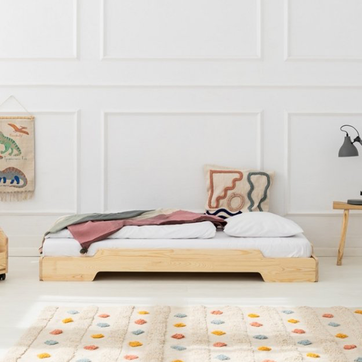 Lit au sol 90x190 sommier inclus Lola - Bois