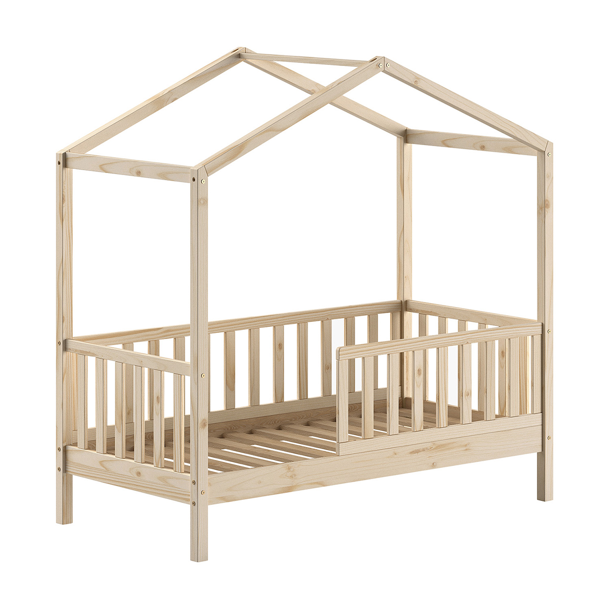 Lit cabane 70x140 sommier inclus Vipack Dallas - Bois