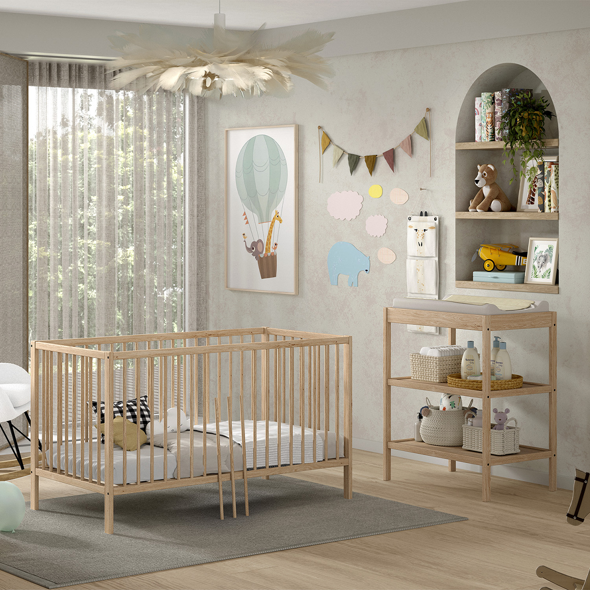 Lit évolutif 70x140 et Table à langer Vipack Meryl - Bois