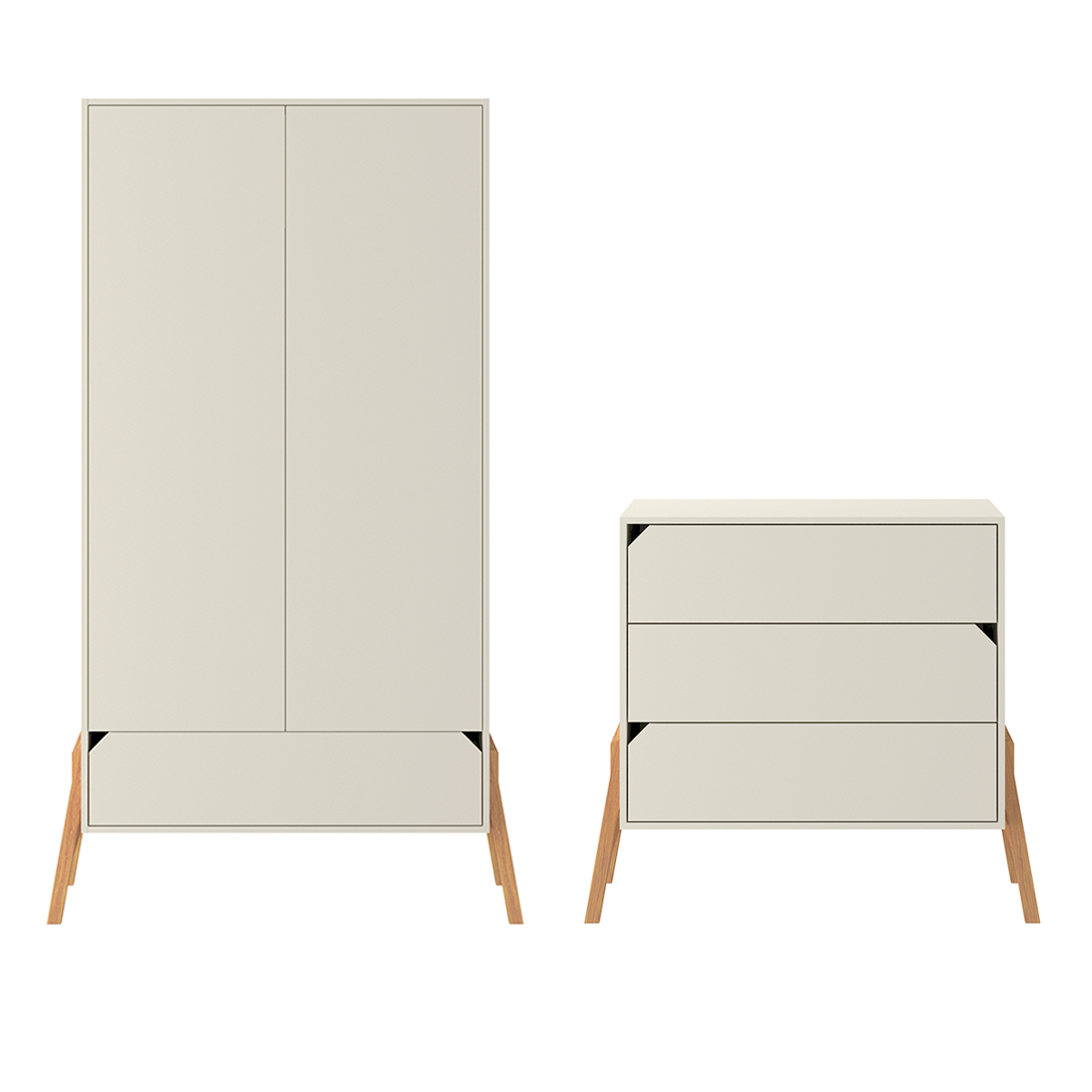 Commode 3 tiroirs et armoire 2 portes Bellamy Lotta - Cachemire