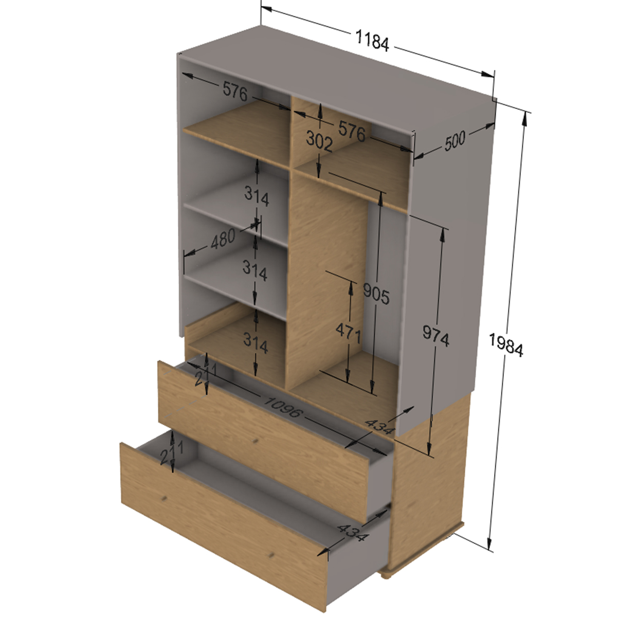 Woodluck_Bloom_bois_blanc_armoire_grande_dimensions