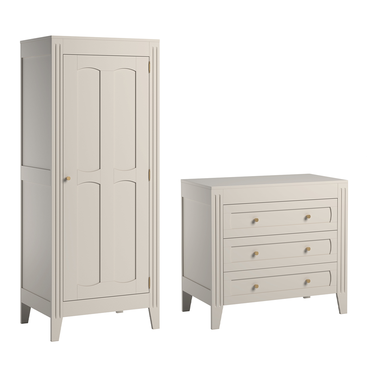 Commode 3 tiroirs et armoire 1 porte Vox Milenne - Cachemire
