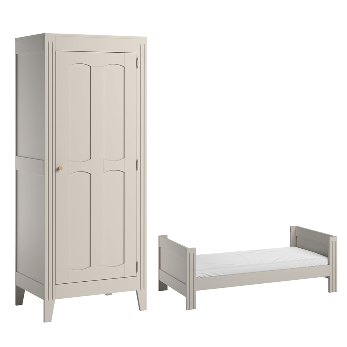 Lit évolutif 70x140 et armoire 1 porte Vox Milenne - Cachemire