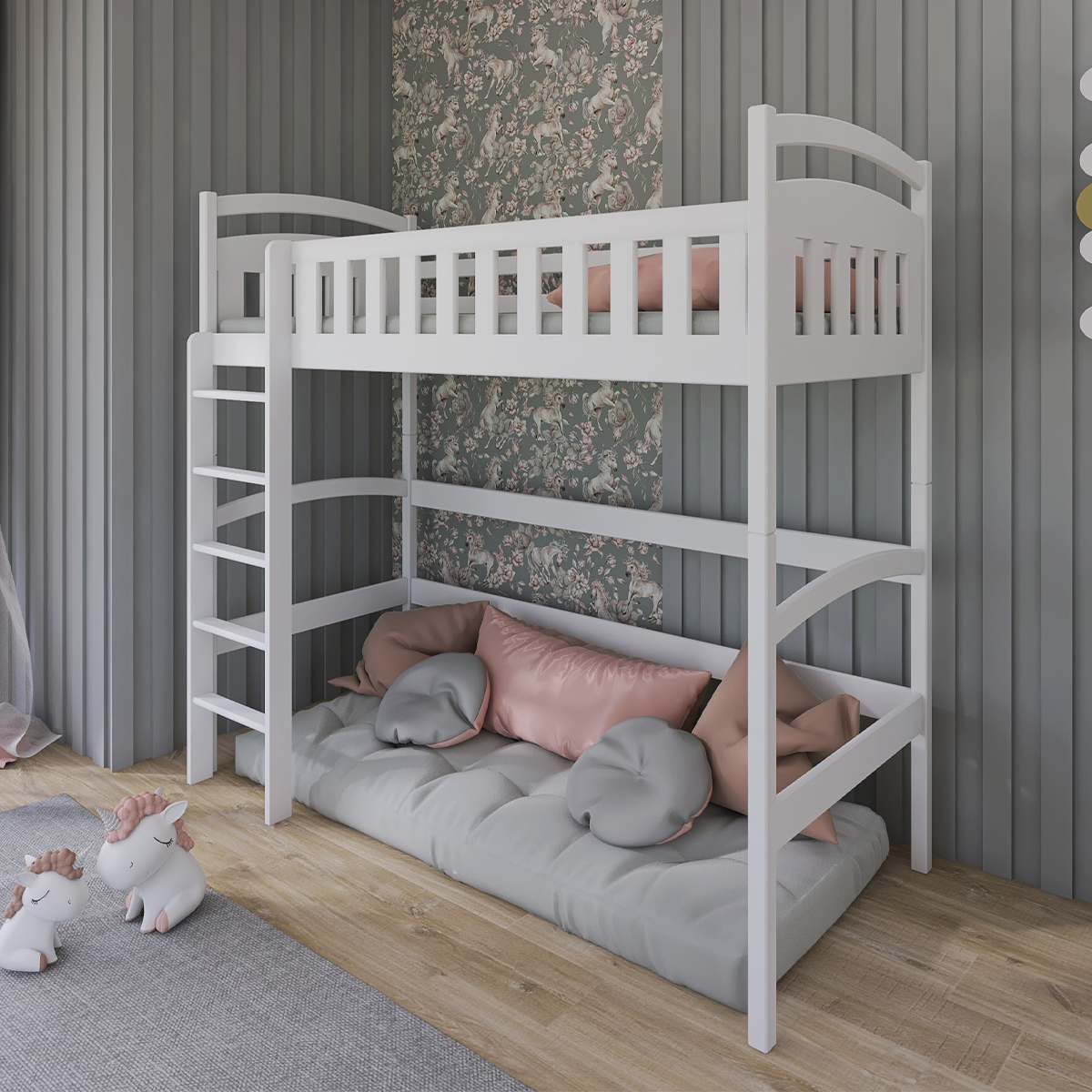 Lit mi-hauteur 90x200 sommier inclus Camille - Blanc