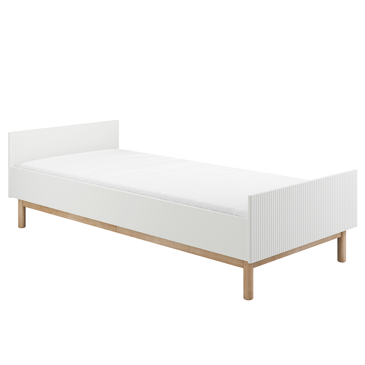 Lit 90x200 sommier inclus Pinio Miloo - Blanc
