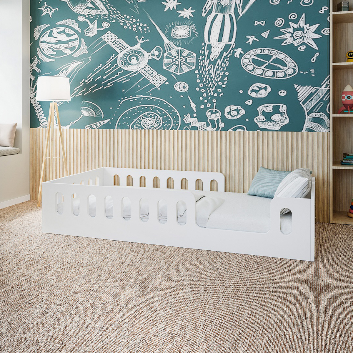 Lit au sol 80x180 sommier et matelas inclus Kocot Kids Timothée - Blanc