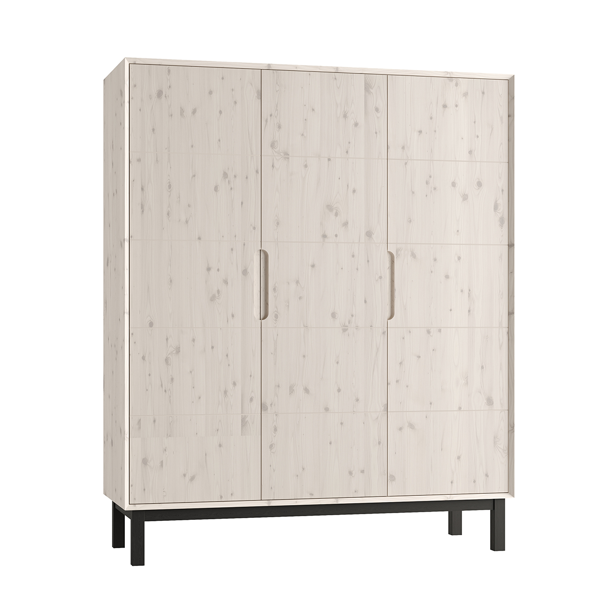 Armoire 3 portes Pinio Country - Bois blanchi
