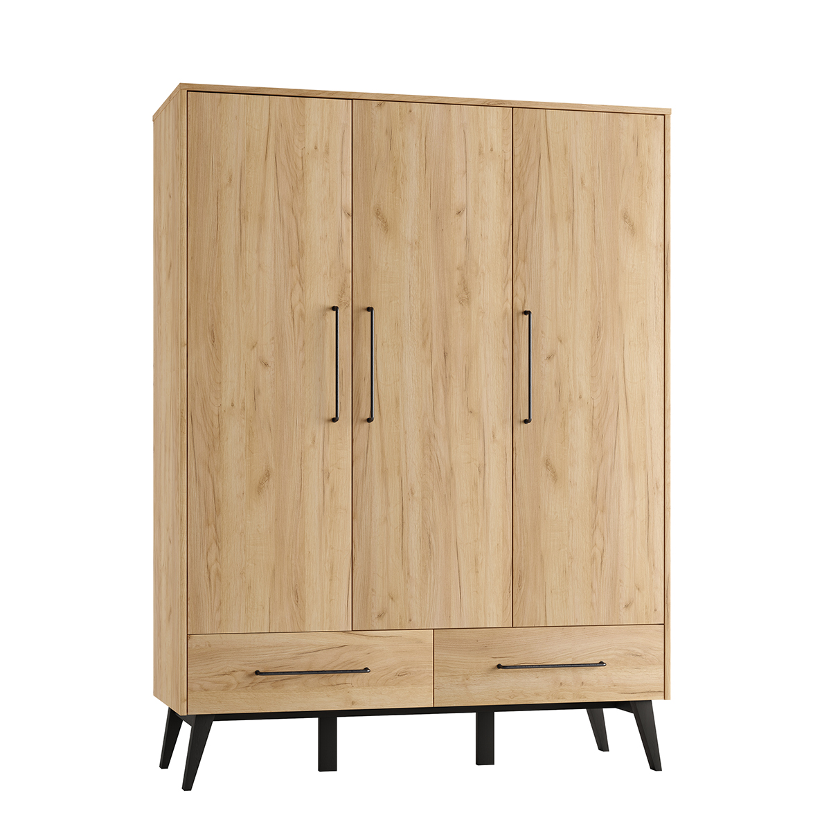 Armoire 3 portes 2 tiroirs Pinio Retro - Bois