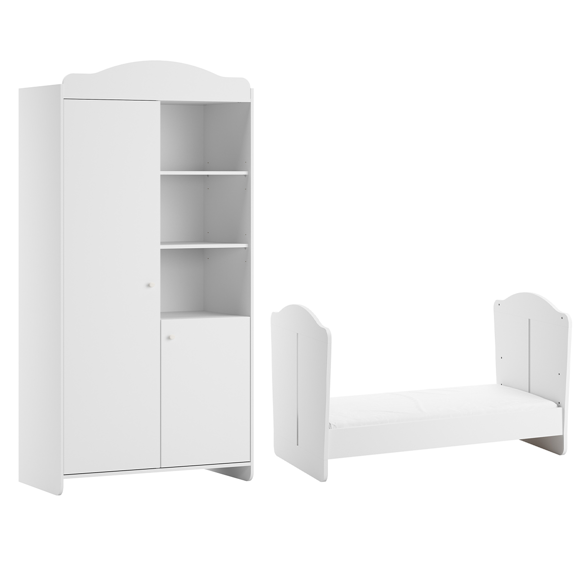 Lit évolutif 70x140 et armoire 2 portes Vox Megeve - Blanc