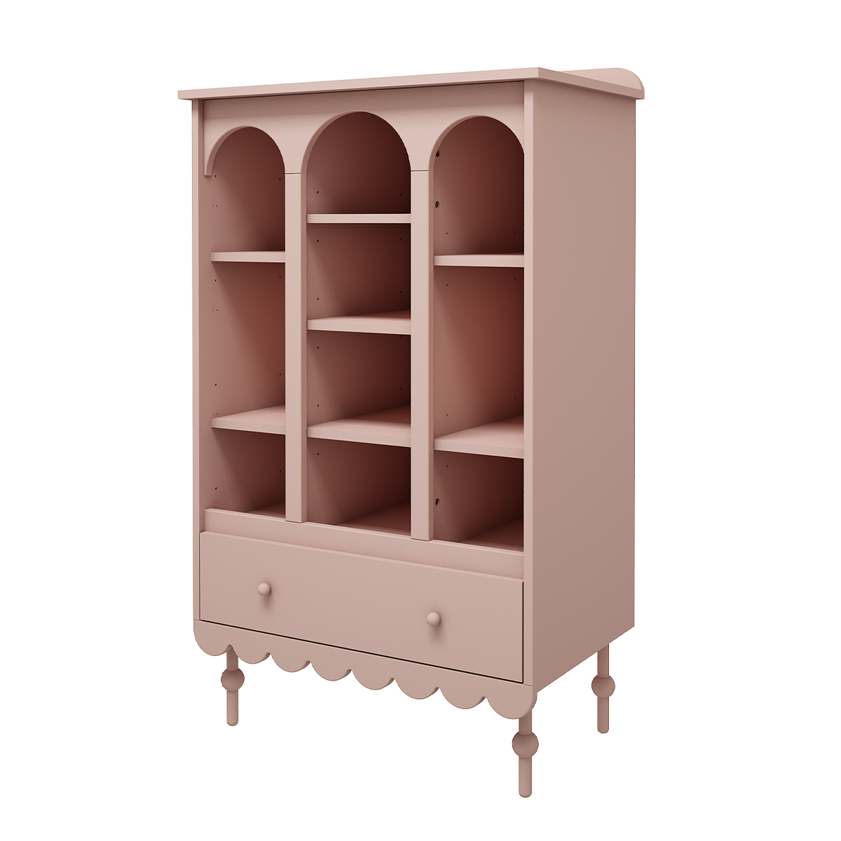 Bibliothèque 1 tiroir Wood Luck Babushka - Rose