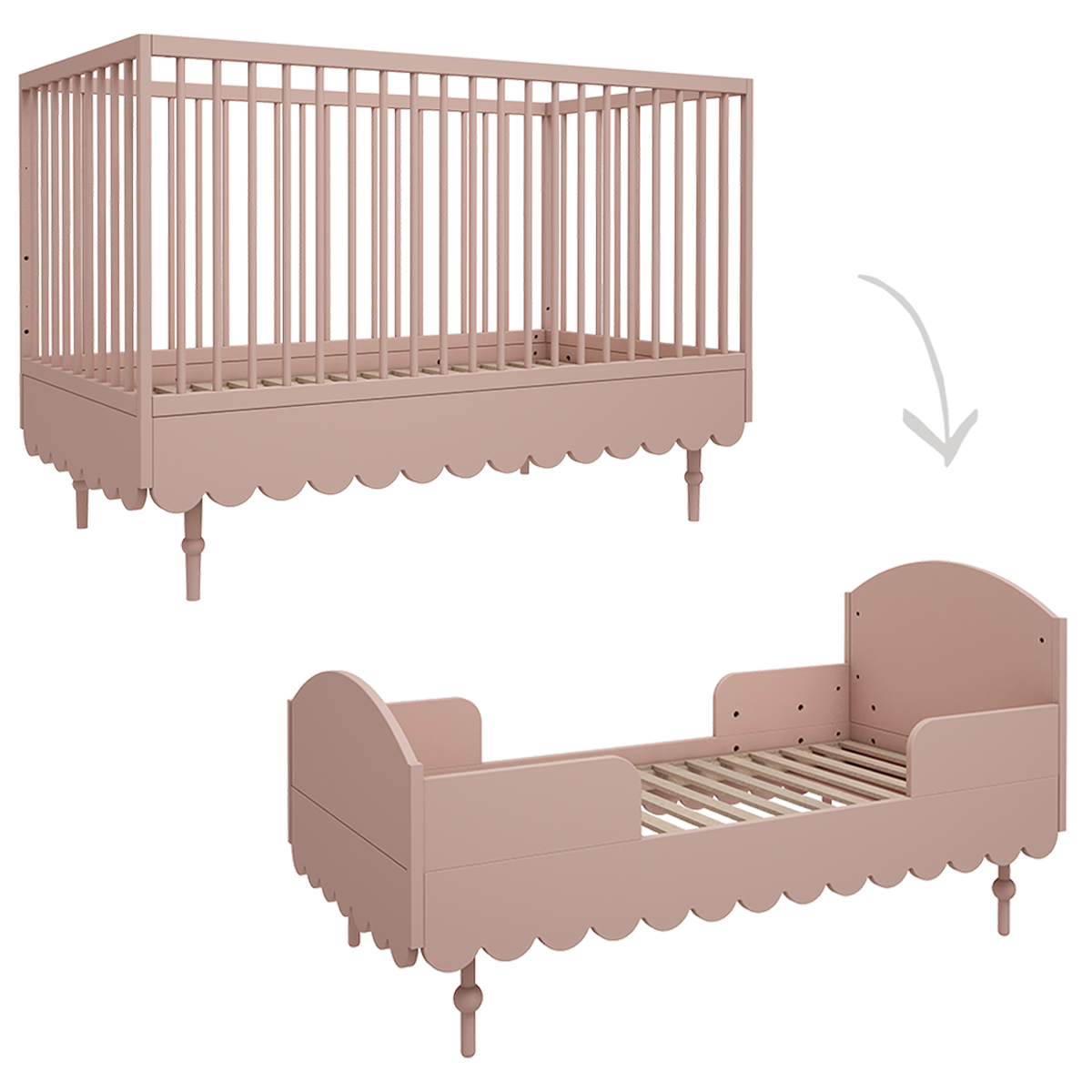 Lit évolutif 70x140 Wood Luck Babushka - Rose
