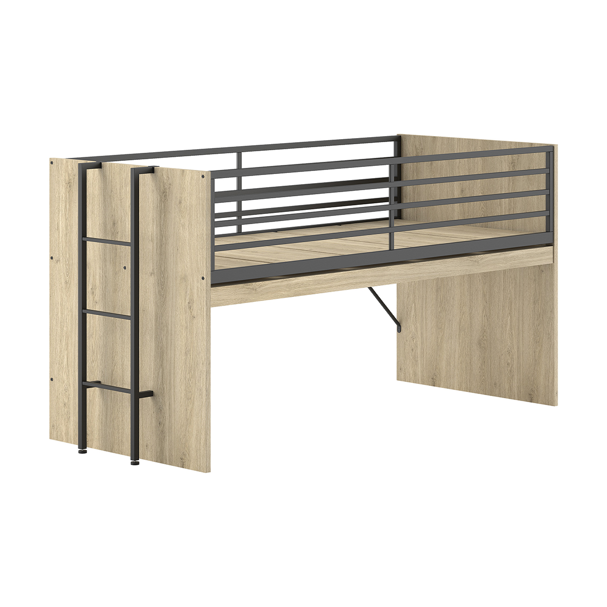 Lit mi-hauteur 90x200 sommier inclus Vipack Sam - Bois