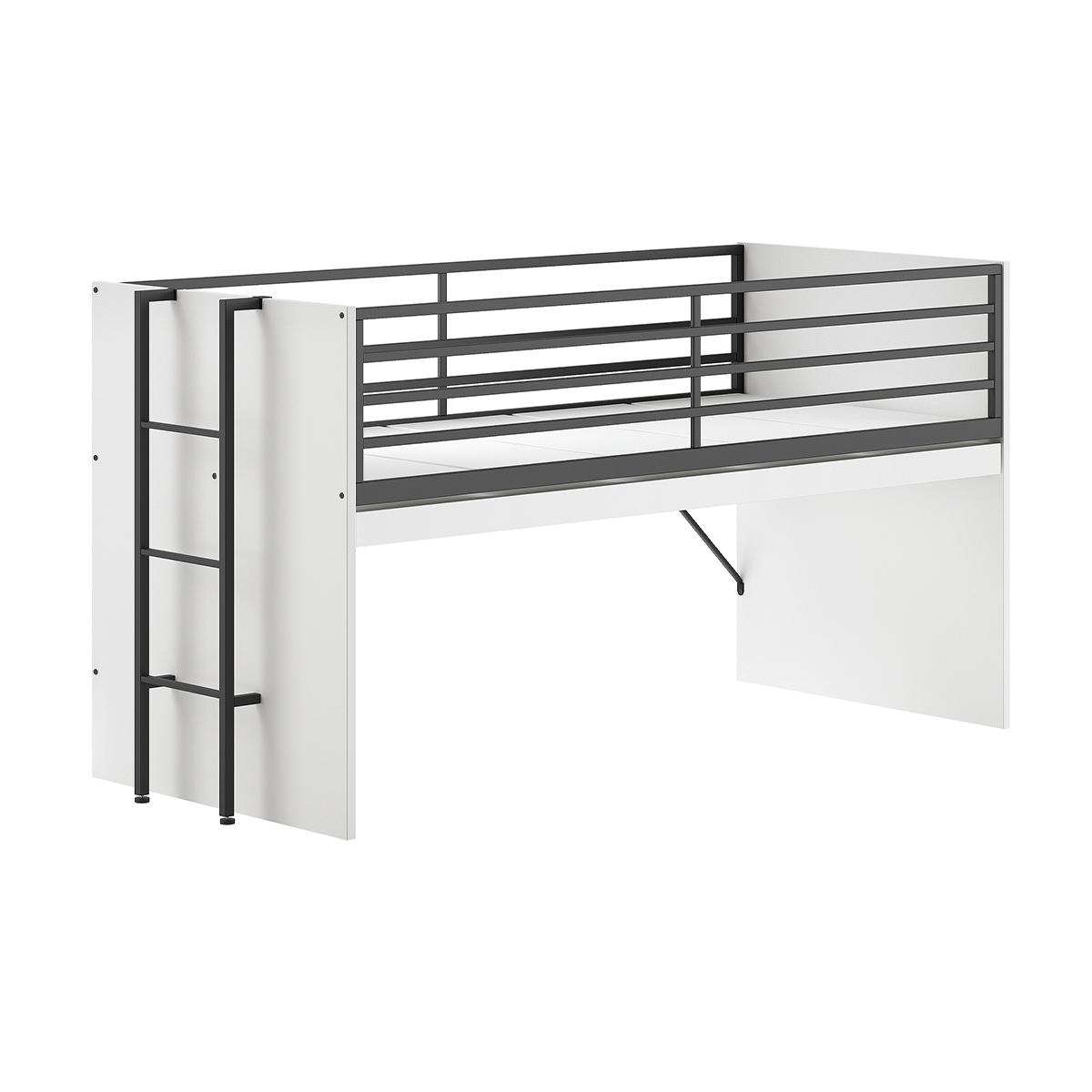 Lit mi-hauteur 90x200 sommier inclus Vipack Sam - Blanc