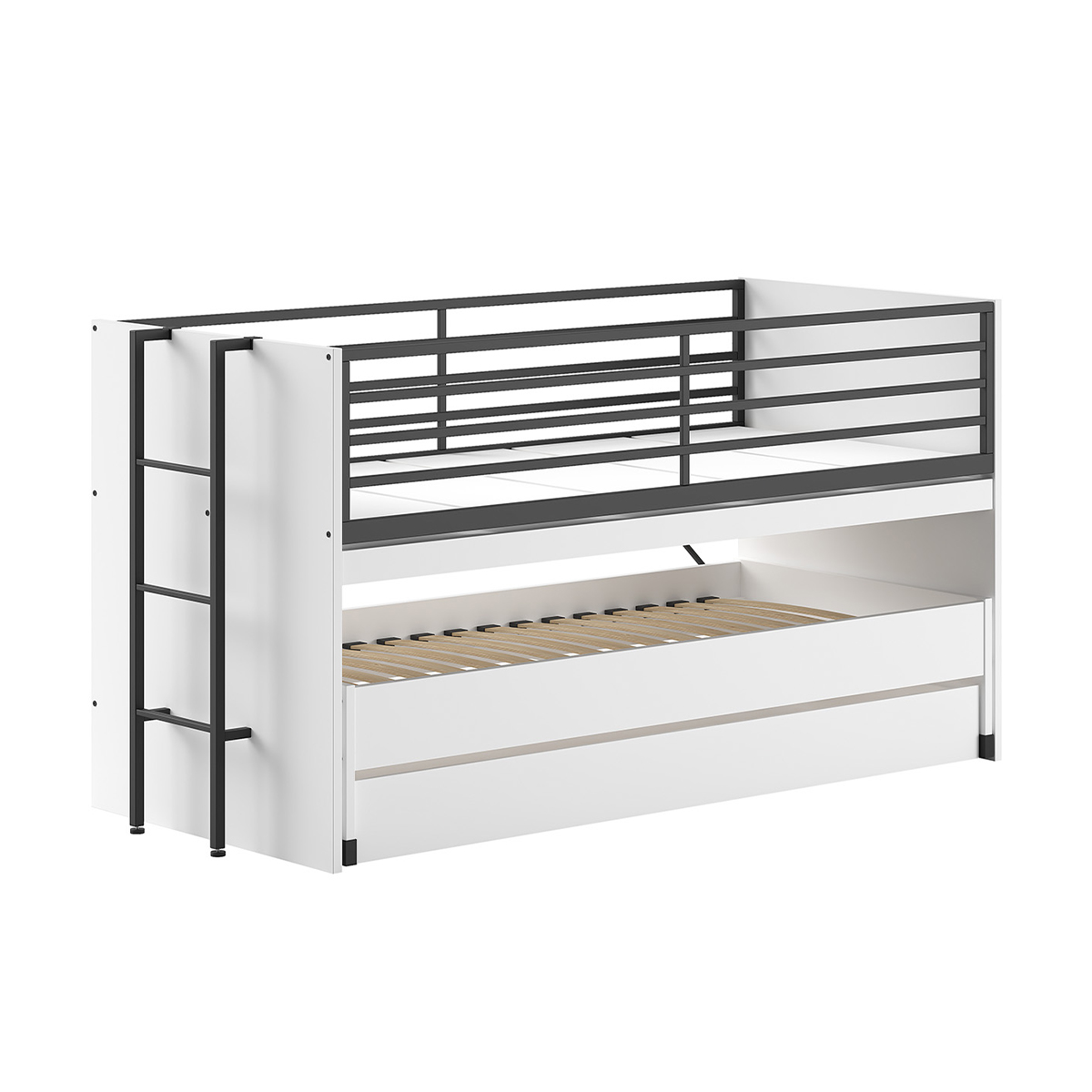 Lit mi-hauteur 90x200 sommier et tiroirs inclus Vipack Sam - Blanc