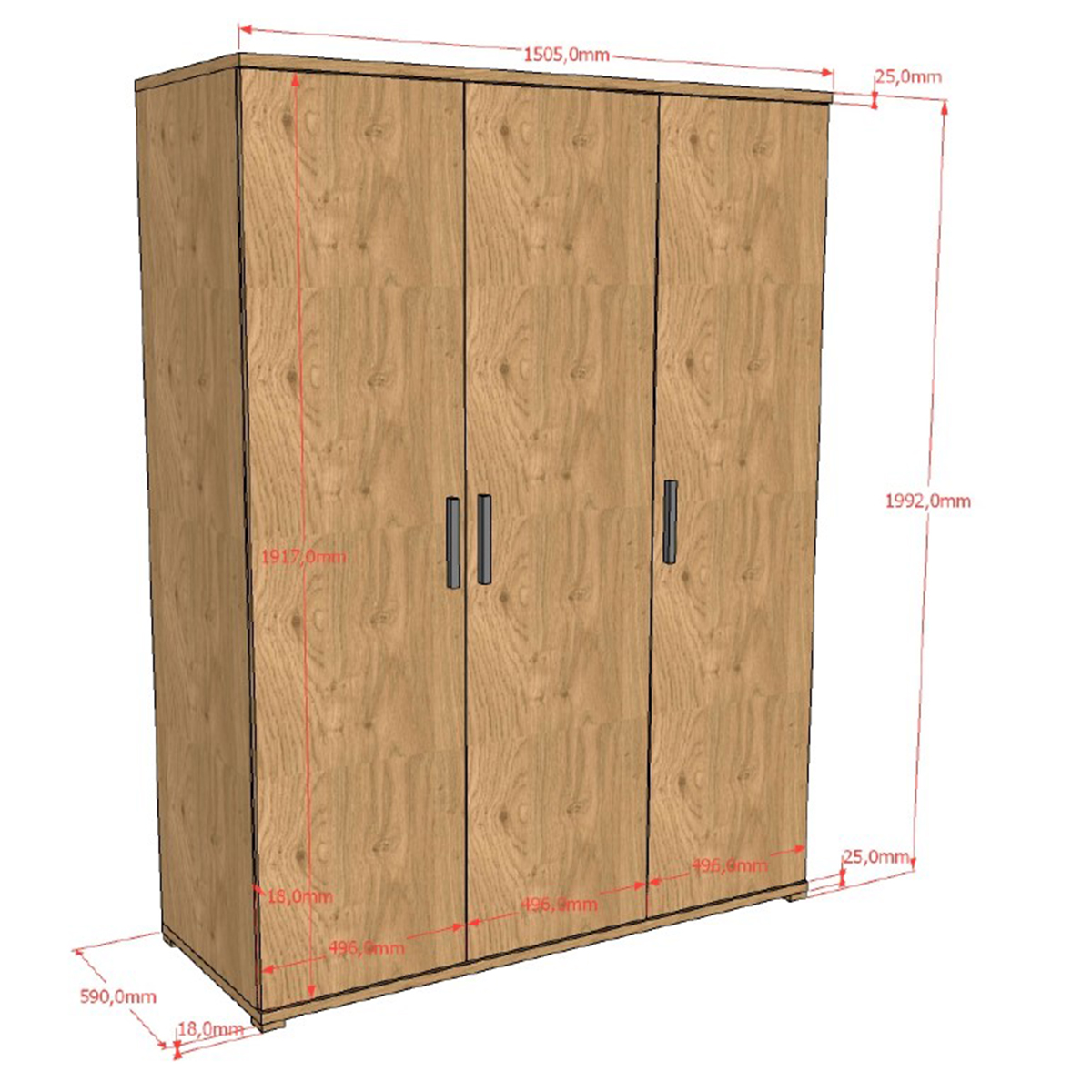 Vipack_Sam_armoire_3portes_dimensions_1