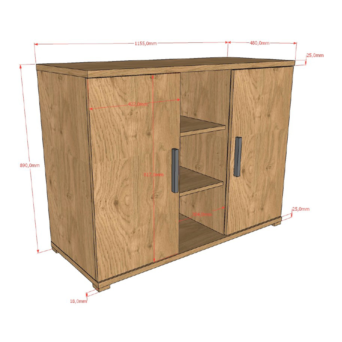 Vipack_Sam_commode_2portes_dimensions