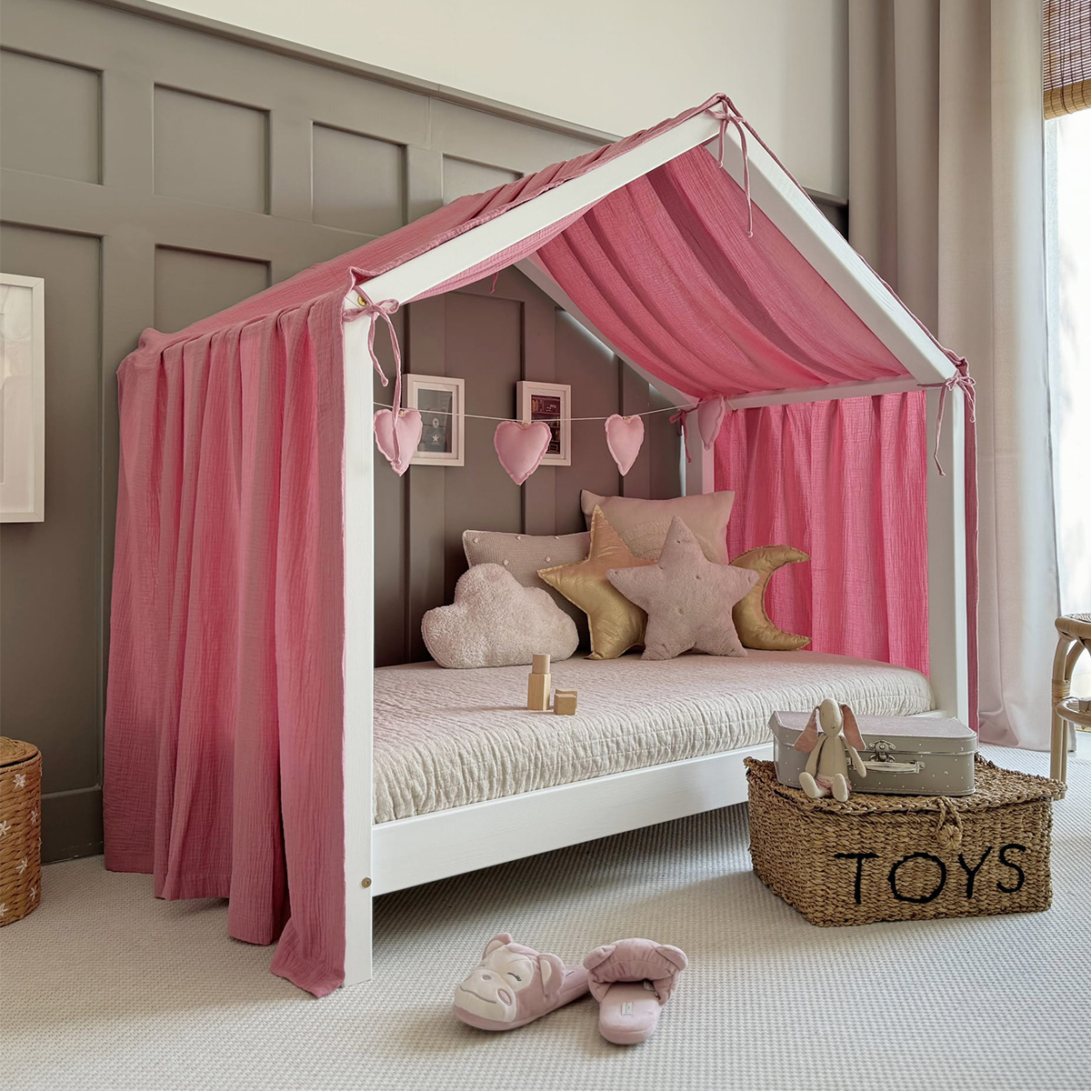 Ciel de lit en mousseline pour 70x140 - Rose