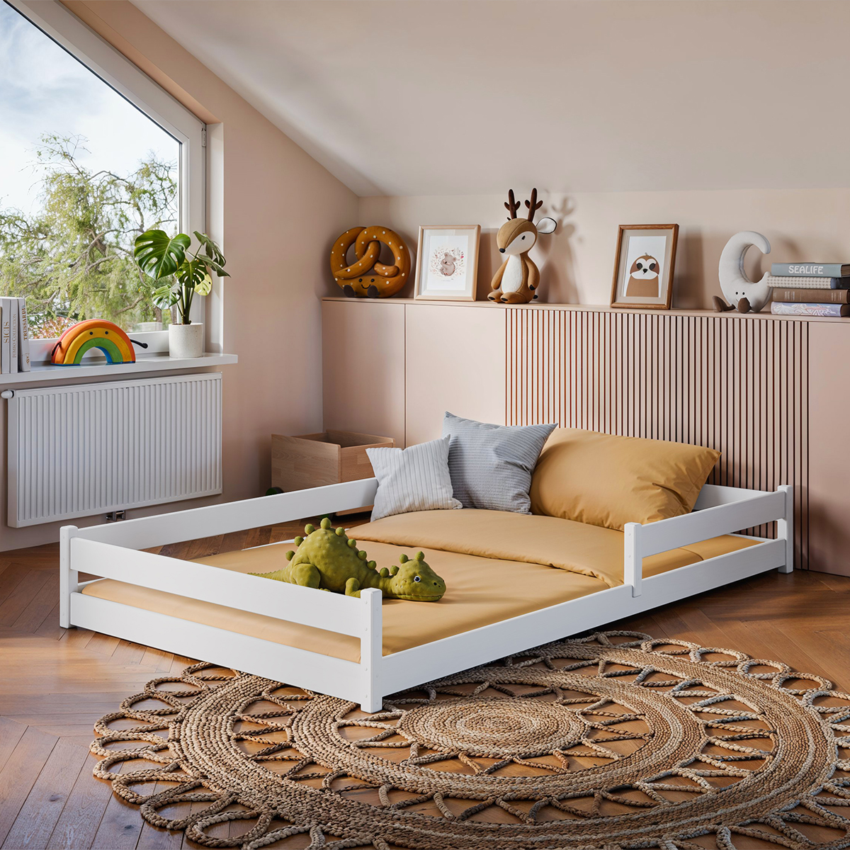 Lit au sol 120x200 sommier inclus Lily - Blanc