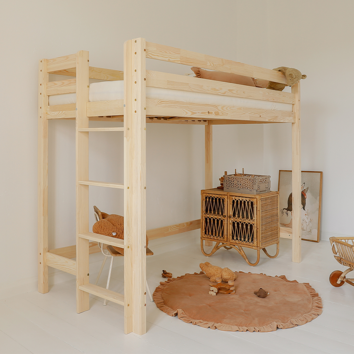 Lit mi-hauteur 90x190 sommier inclus Anaëlle - Bois