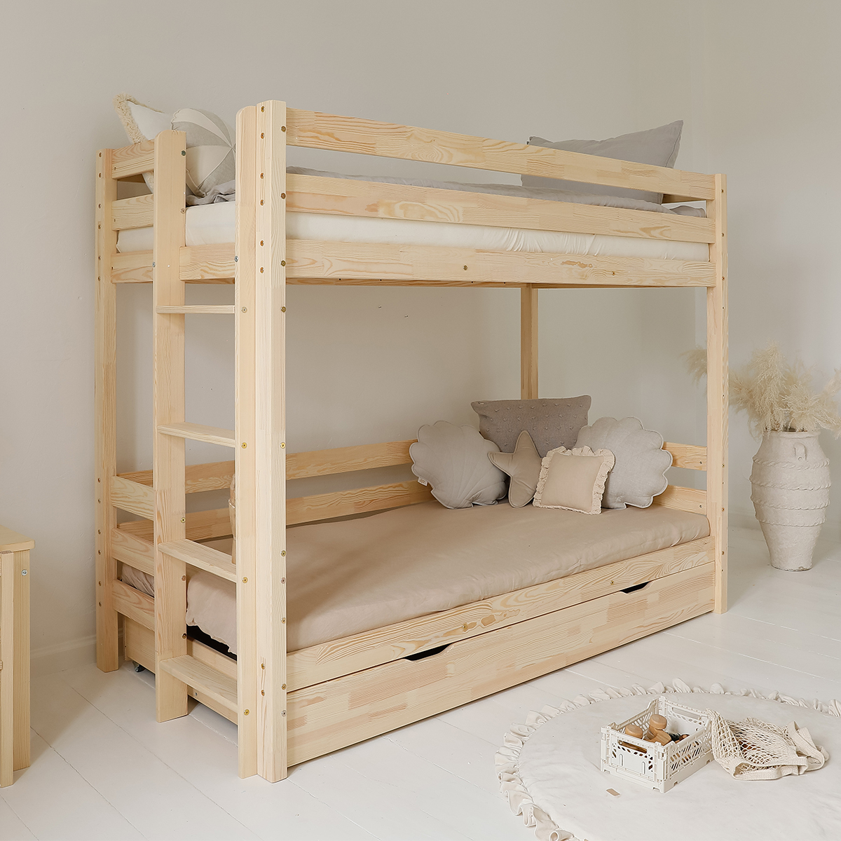 Lit superposé 90x190 sommiers et tiroir inclus Anaëlle - Bois