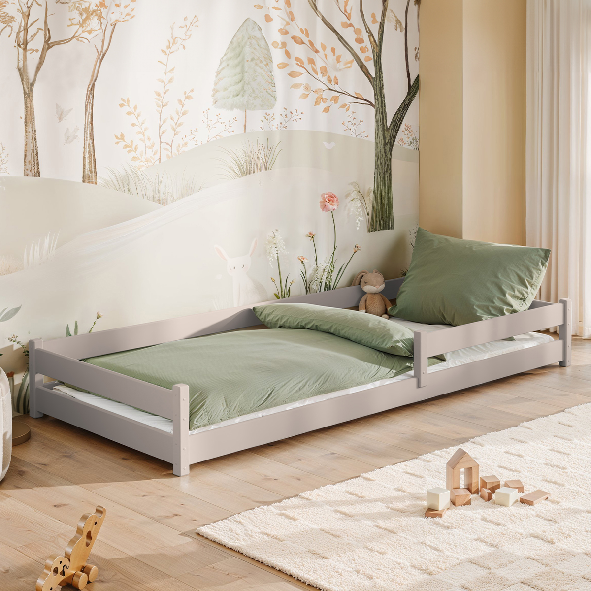 Lit au sol 90x190 sommier inclus Lily - Cachemire