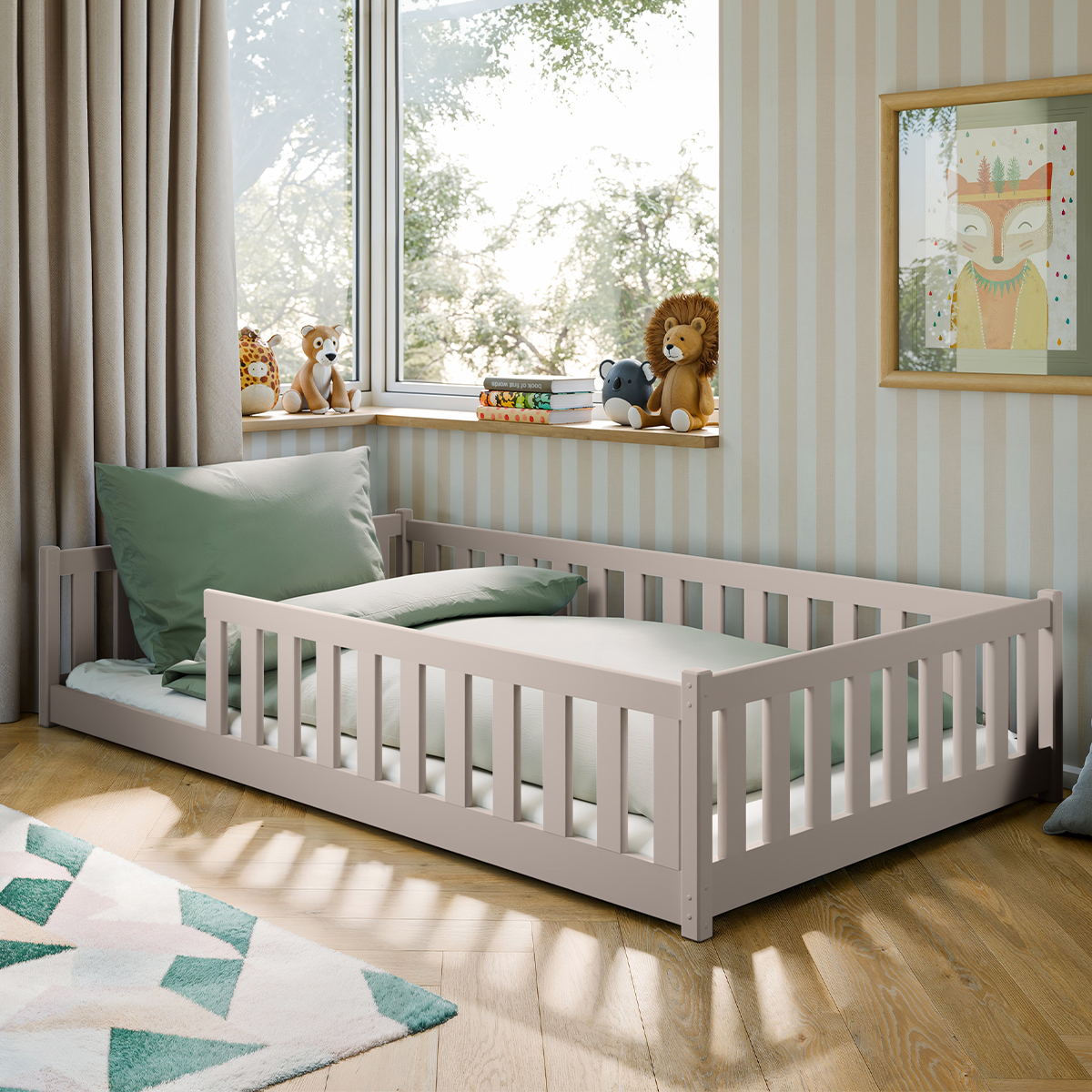 Lit au sol 120x200 sommier inclus Maya - Cachemire