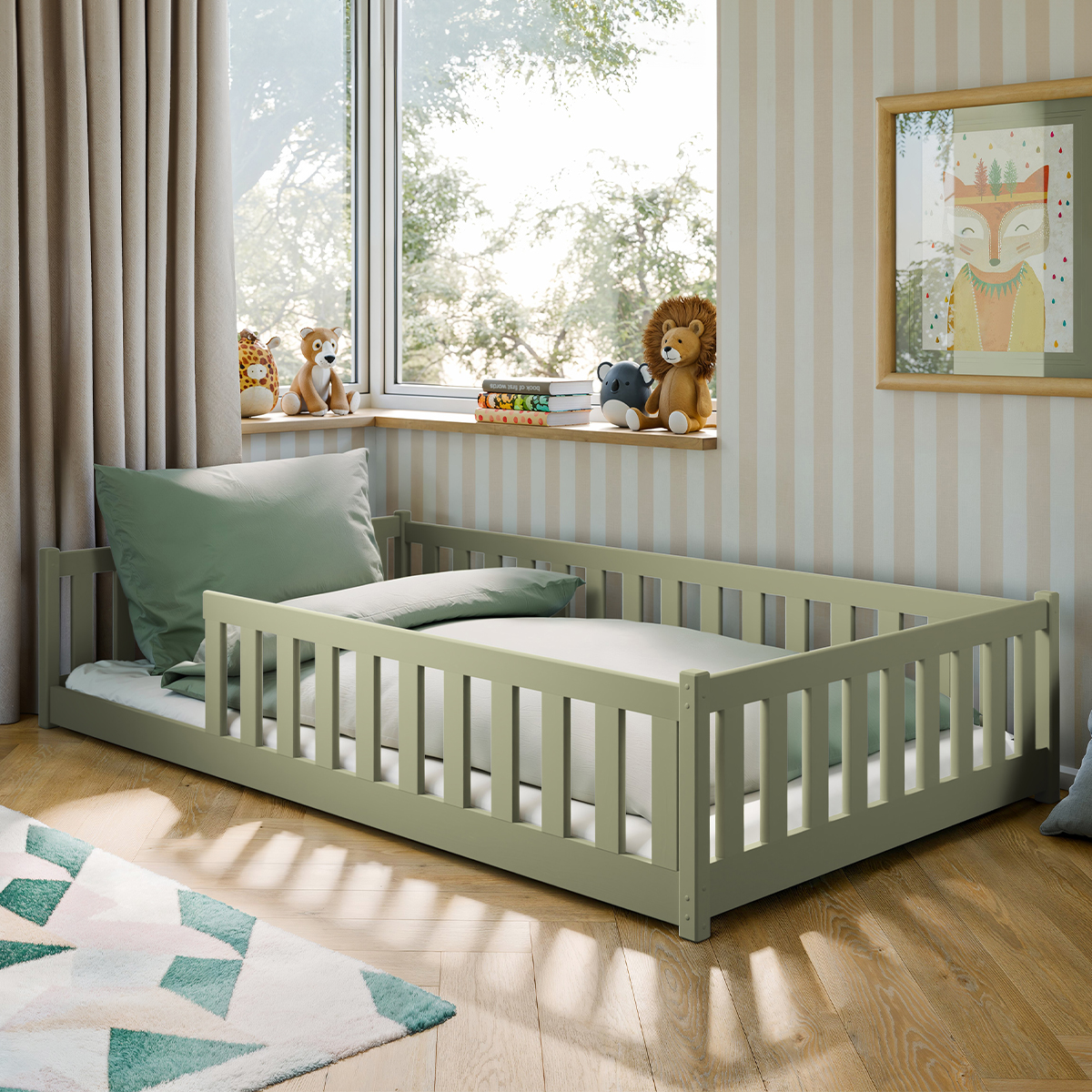 Lit au sol 120x200 sommier inclus Maya - Olive