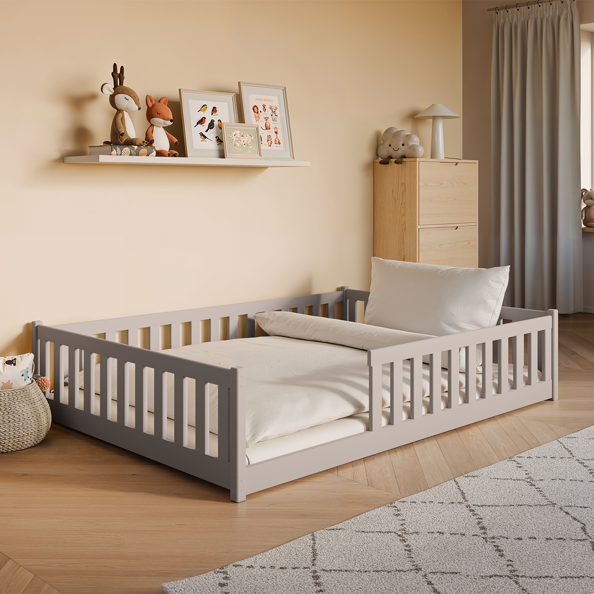 Lit au sol 140x200 sommier inclus Maya - Cachemire
