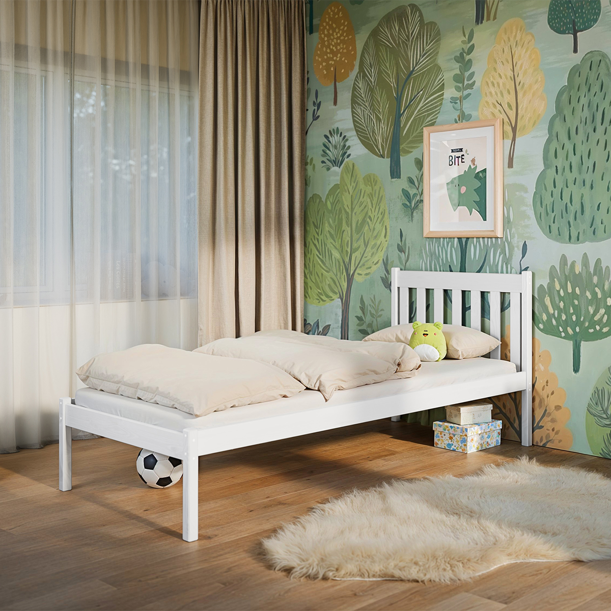 Lit 90x200 sommier inclus Marthe - Blanc