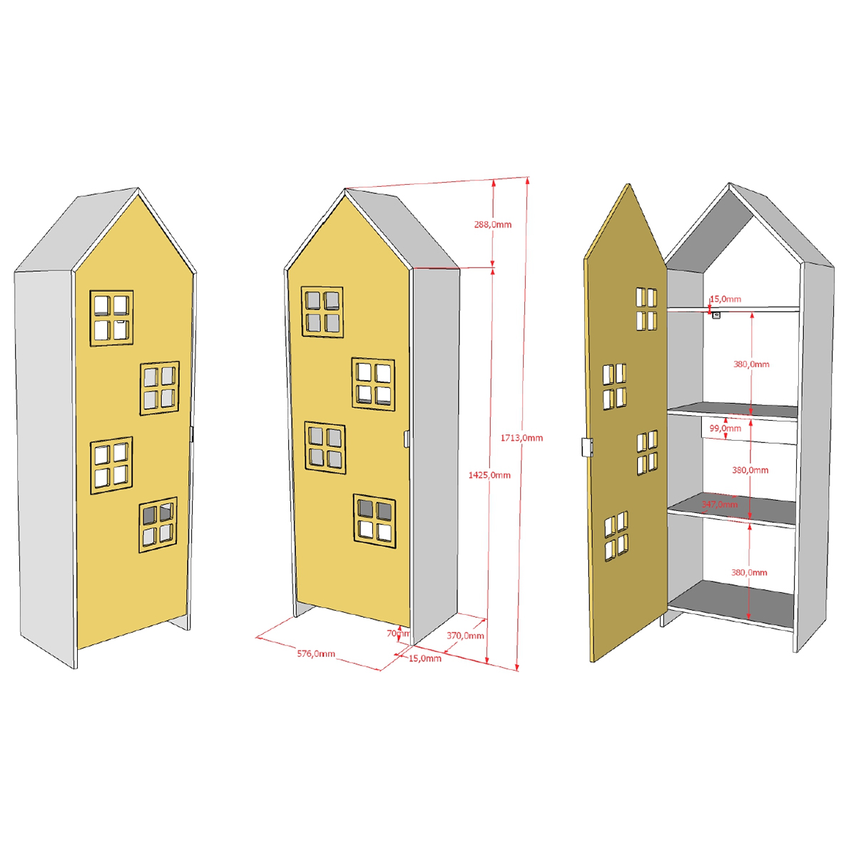 Vipack_Bruges_jaune_armoire_dimensions