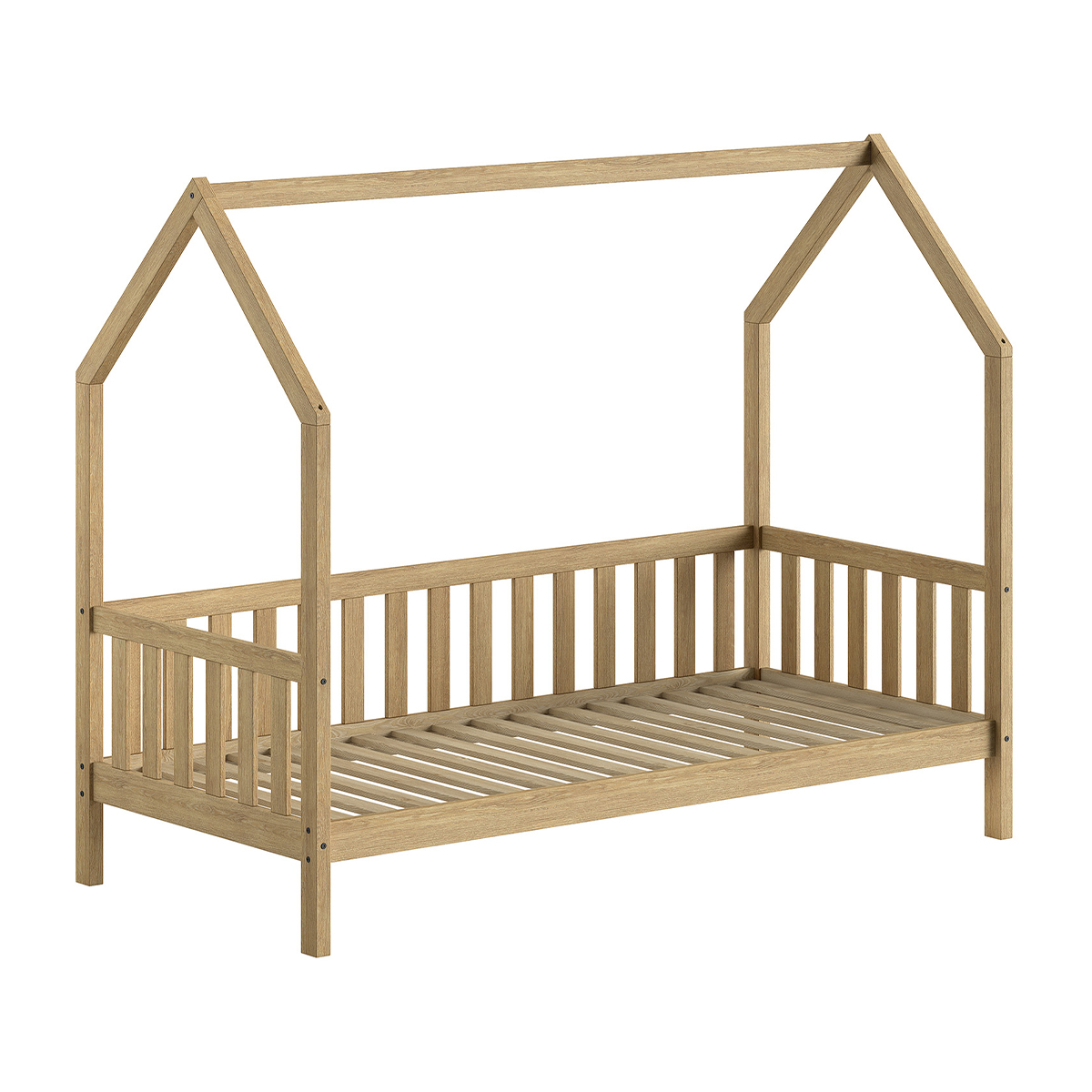 Lit cabane 90x200 sommier inclus Vipack Dallas - Bois