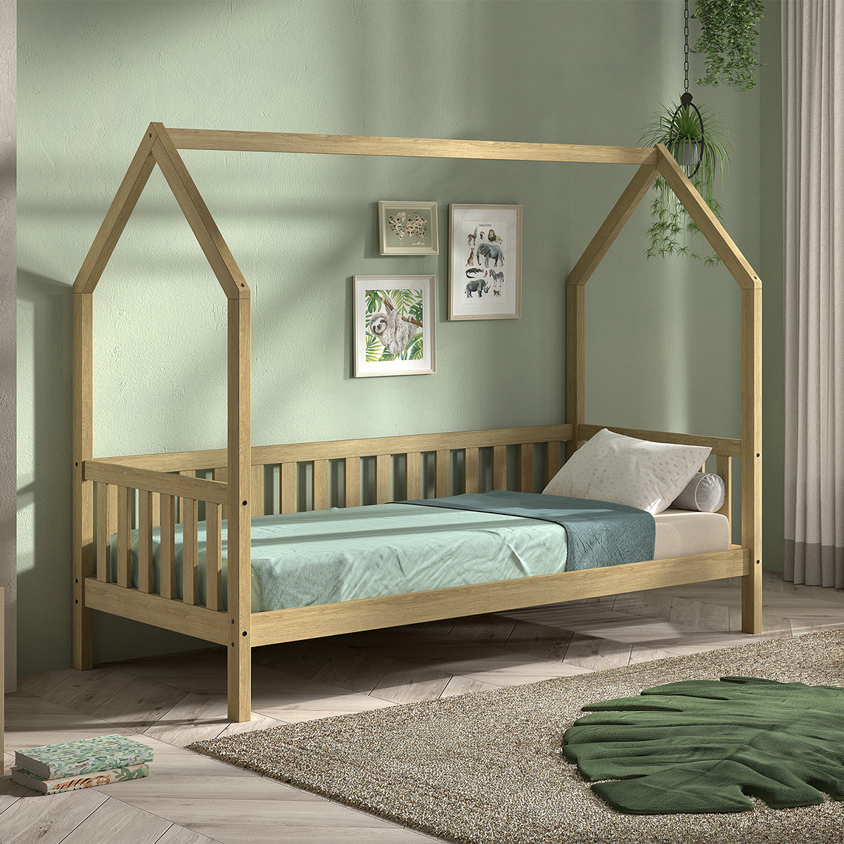 Vipack_Dallas_bois_lit_cabane_toit_charpente_90x200_2