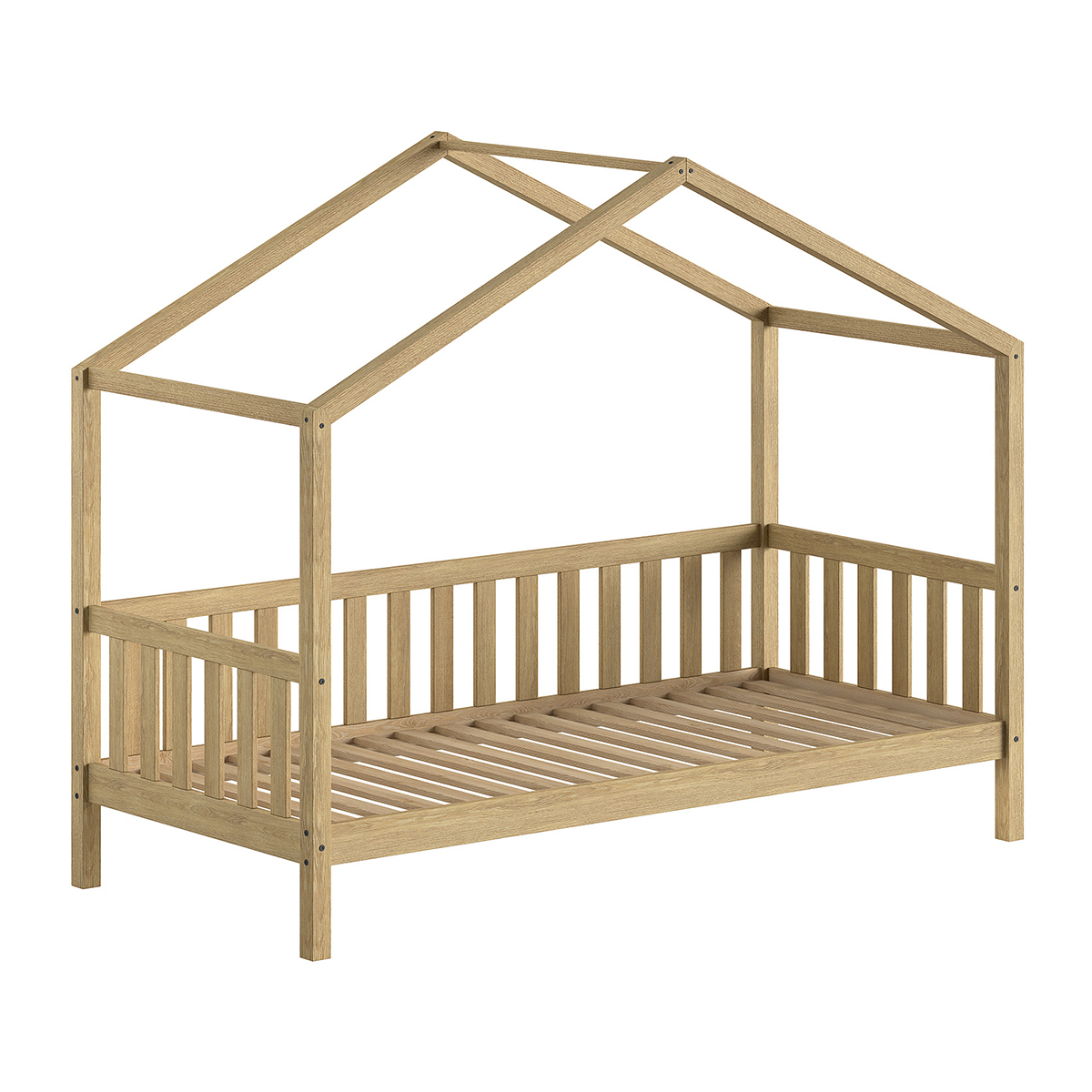 Lit cabane 90x200 sommier inclus Vipack Dallas - Bois