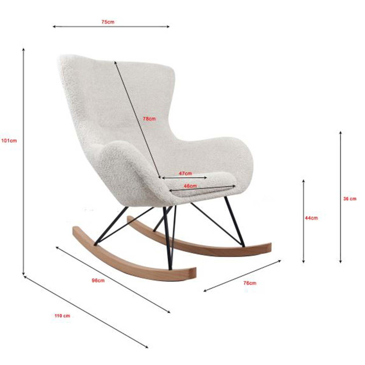Vipack_Rocky_gris_chaise_bascule_dimensions