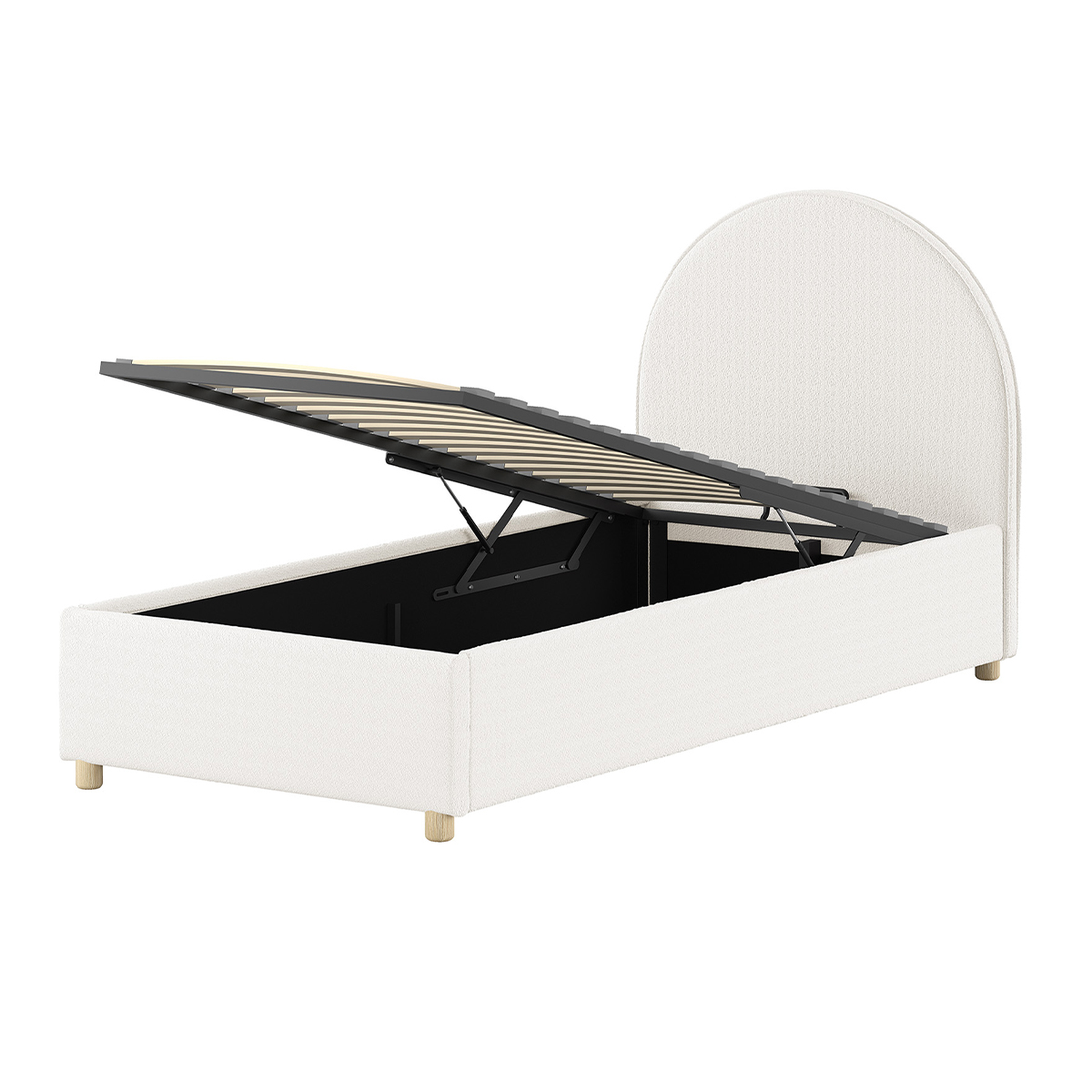 Lit coffre 90x200 sommier inclus Vipack Moon - Blanc