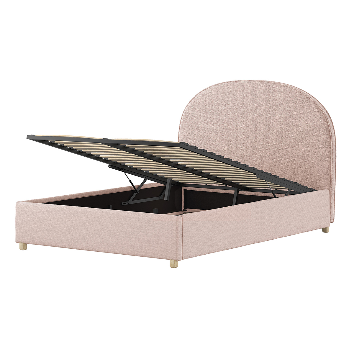 Lit coffre 140x200 sommier inclus Vipack Moon - Rose