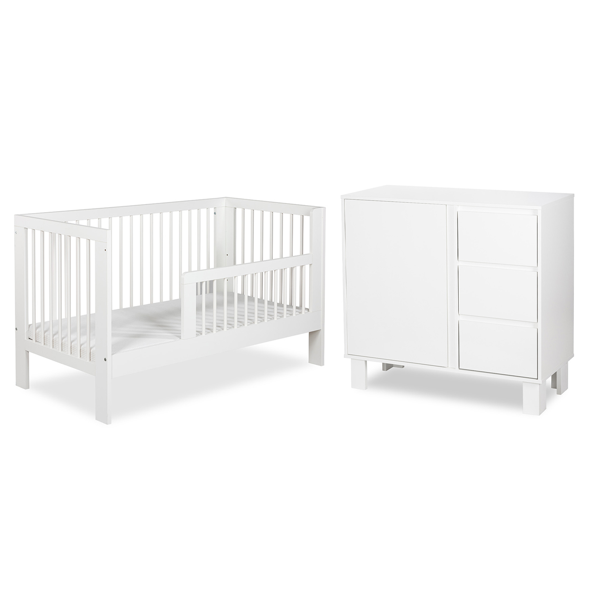 Lit évolutif 70x140 et commode 3 tiroirs Littlesky by Klups Olivia - Blanc