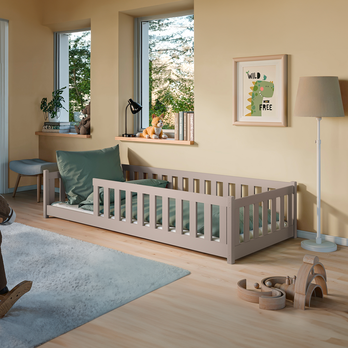 Lit au sol 90x200 sommier inclus Maya - Cachemire